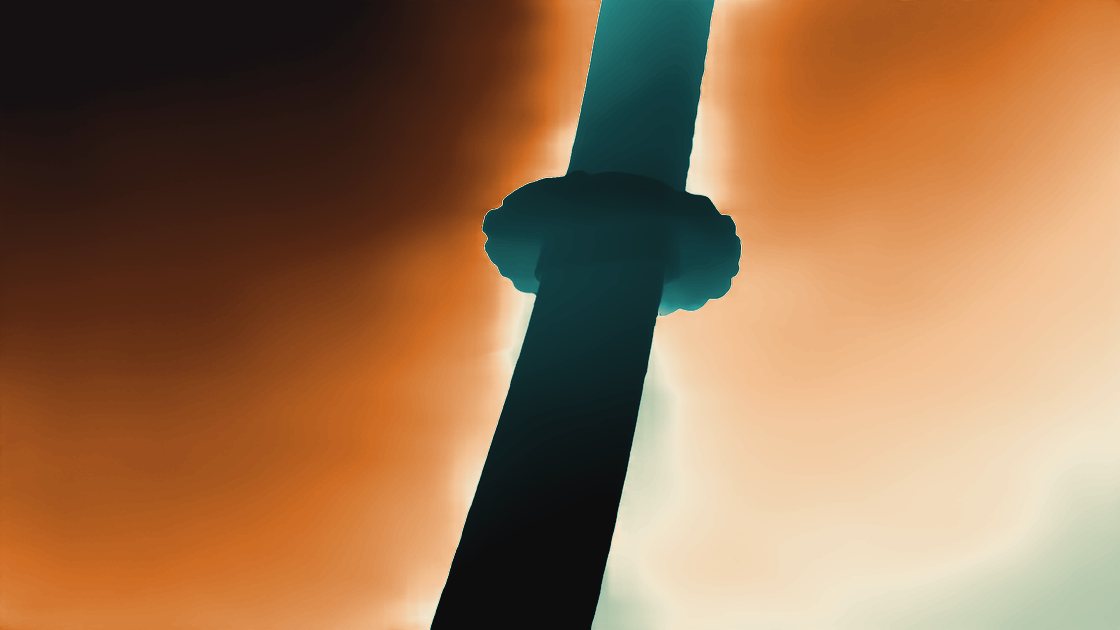 Gradient map of the sword photo with sharp depth